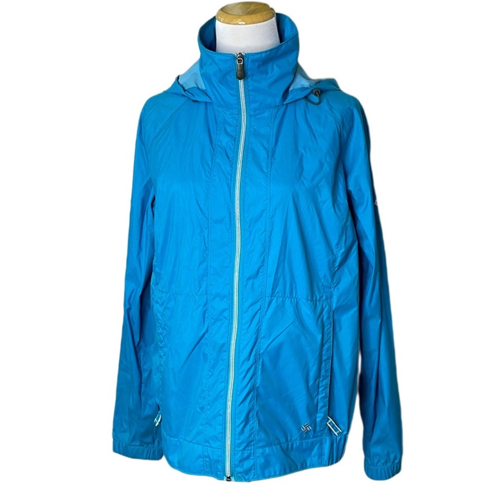 Columbia Women’s Blue Hooded Waterproof Wind Rain Jacket